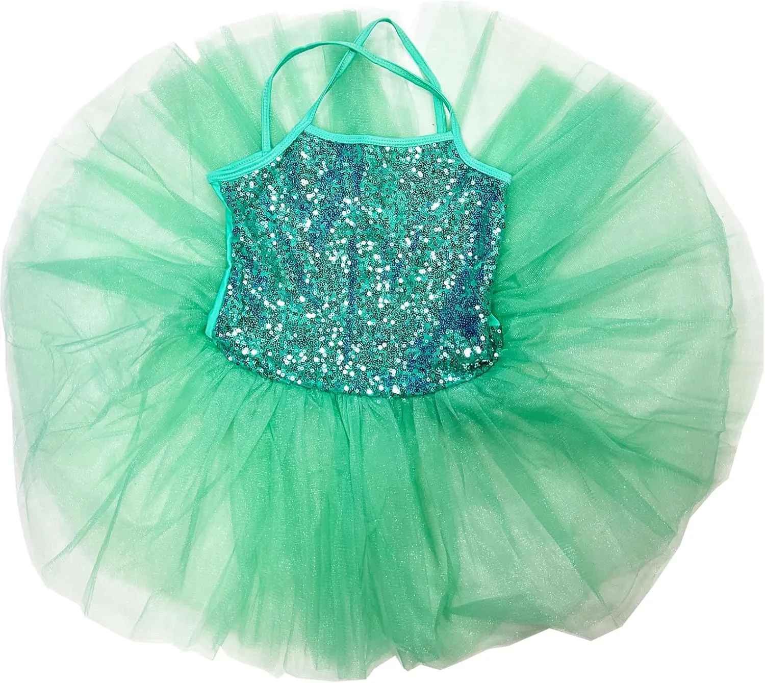 Kids Girls Sequined Spaghetti Straps Leotard Skirt Ballet Dance Tutu Sweetheart Ballerina Costume