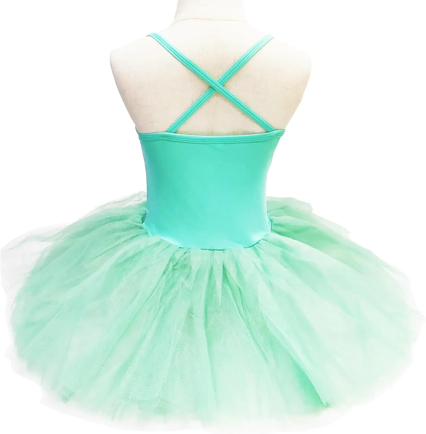 Kids Girls Sequined Spaghetti Straps Leotard Skirt Ballet Dance Tutu Sweetheart Ballerina Costume
