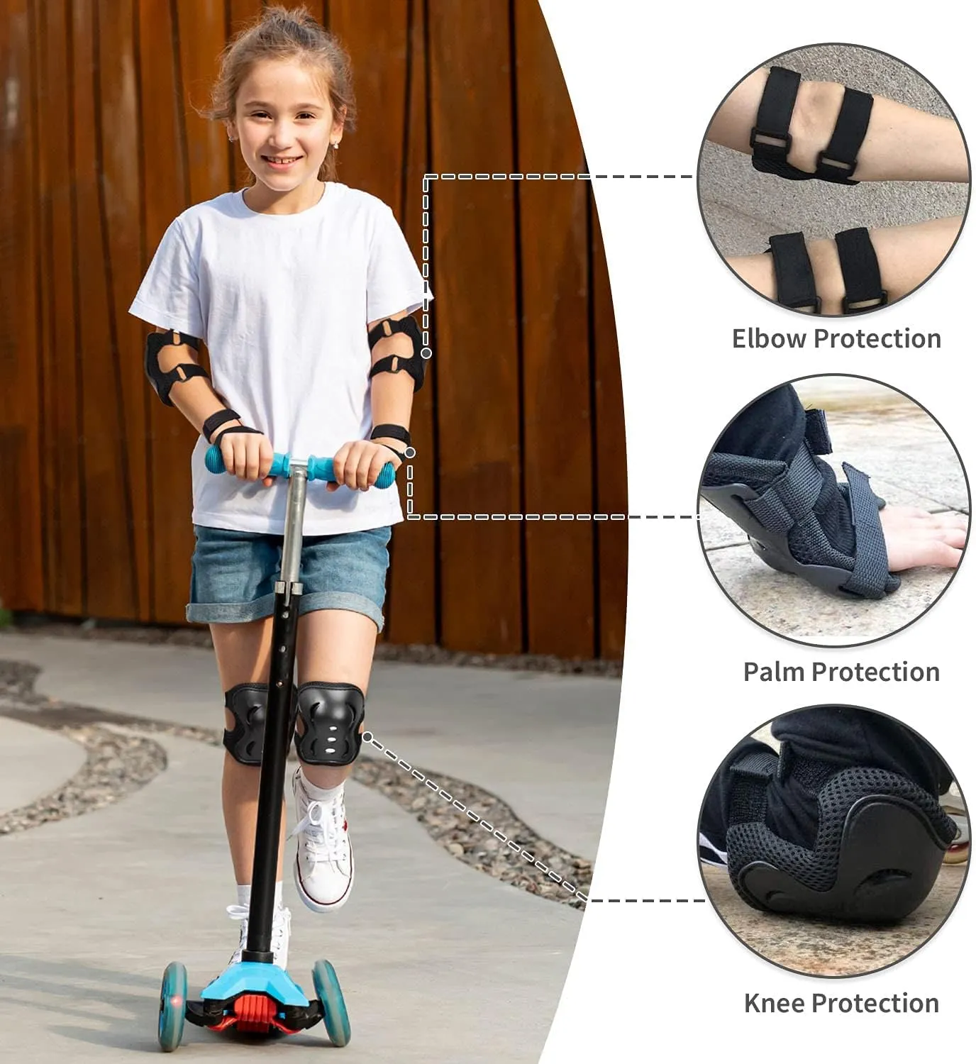Kids/Youth Knee Pads Elbow Pad Wrist Guards Protective Gear Set, for Child Roller Skates, Cycling Bike, Skateboard, Inline Skatings, Scooter Riding, BMX Bike, and Other Outdoor Sports Activities