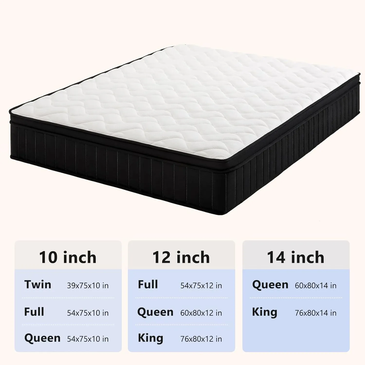 King Mattress 14 Inch Hybrid Mattress King with Memory Foam - Mattress in a Box with Individual Pocket Spring - Medium Firm Mattress Sleep Support Pressure Relief CertiPUR-US Certified 14 Inch King