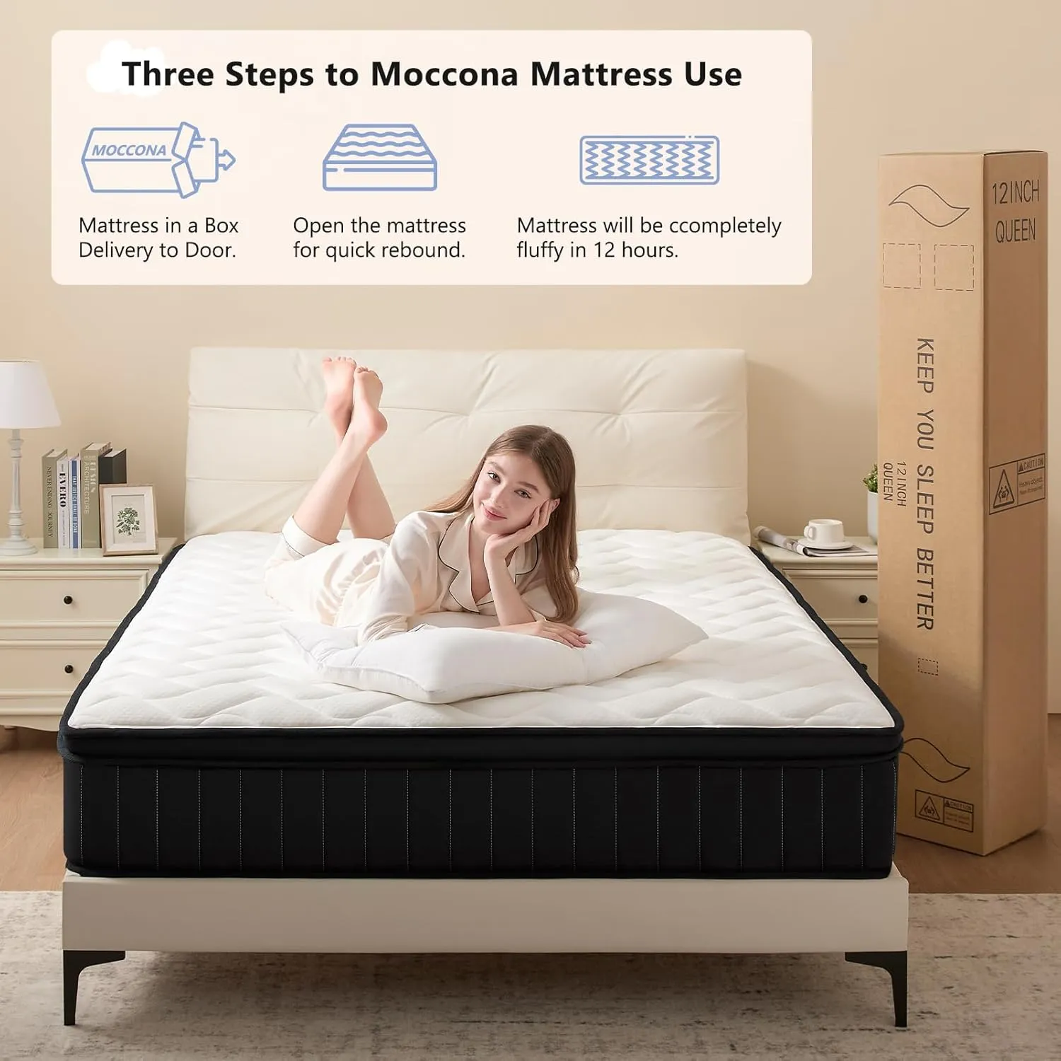 King Mattress 14 Inch Hybrid Mattress King with Memory Foam - Mattress in a Box with Individual Pocket Spring - Medium Firm Mattress Sleep Support Pressure Relief CertiPUR-US Certified 14 Inch King