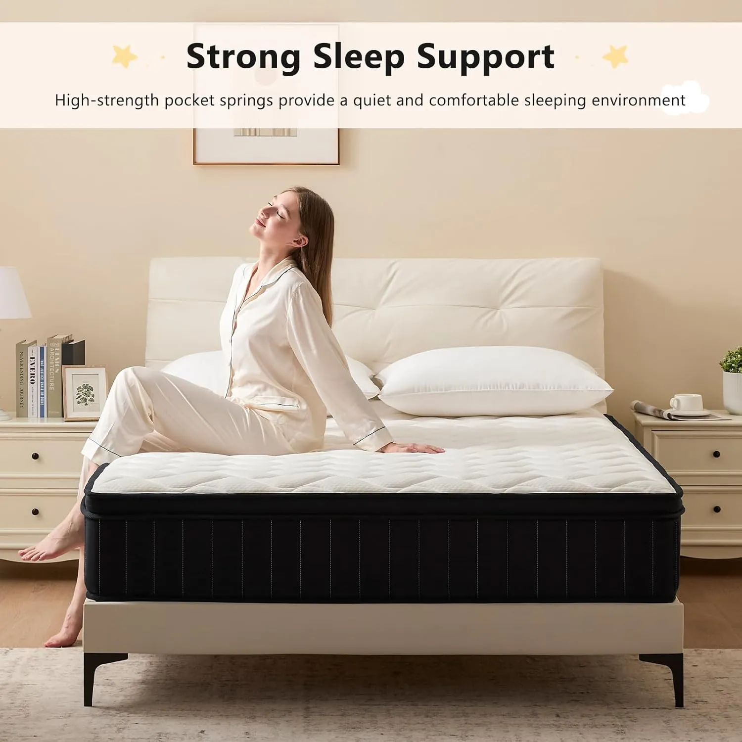 King Mattress 14 Inch Hybrid Mattress King with Memory Foam - Mattress in a Box with Individual Pocket Spring - Medium Firm Mattress Sleep Support Pressure Relief CertiPUR-US Certified 14 Inch King