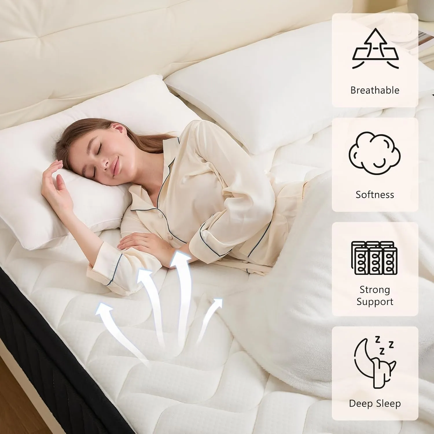 King Mattress 14 Inch Hybrid Mattress King with Memory Foam - Mattress in a Box with Individual Pocket Spring - Medium Firm Mattress Sleep Support Pressure Relief CertiPUR-US Certified 14 Inch King
