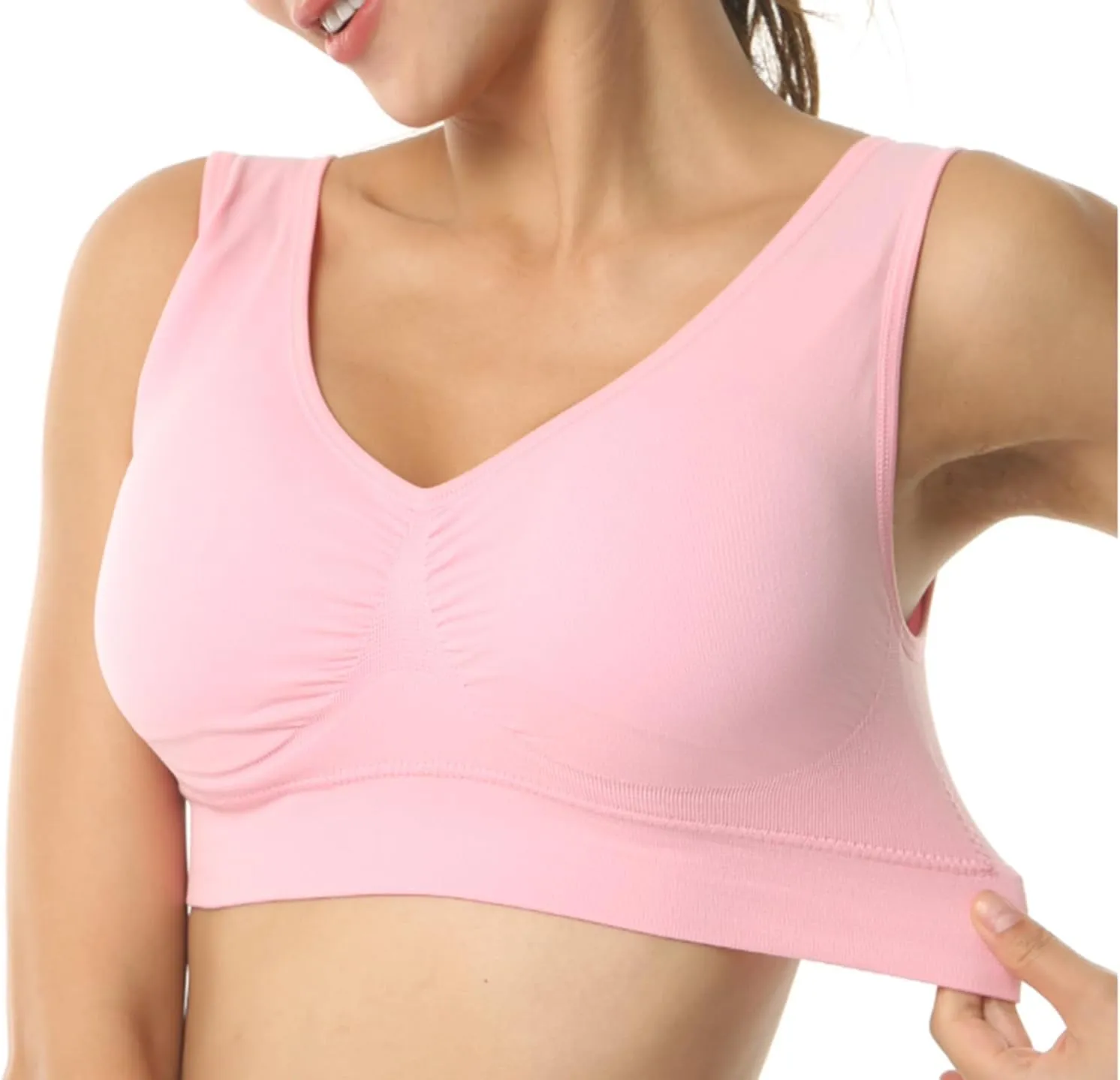 KINYAOYAO 3 Pack Women's Ultimate Comfy Medium Support Seamless Wireless Sports Bra with Removable Pads