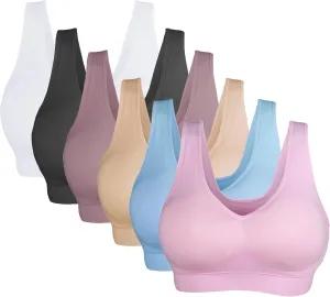 KINYAOYAO 3 Pack Women's Ultimate Comfy Medium Support Seamless Wireless Sports Bra with Removable Pads