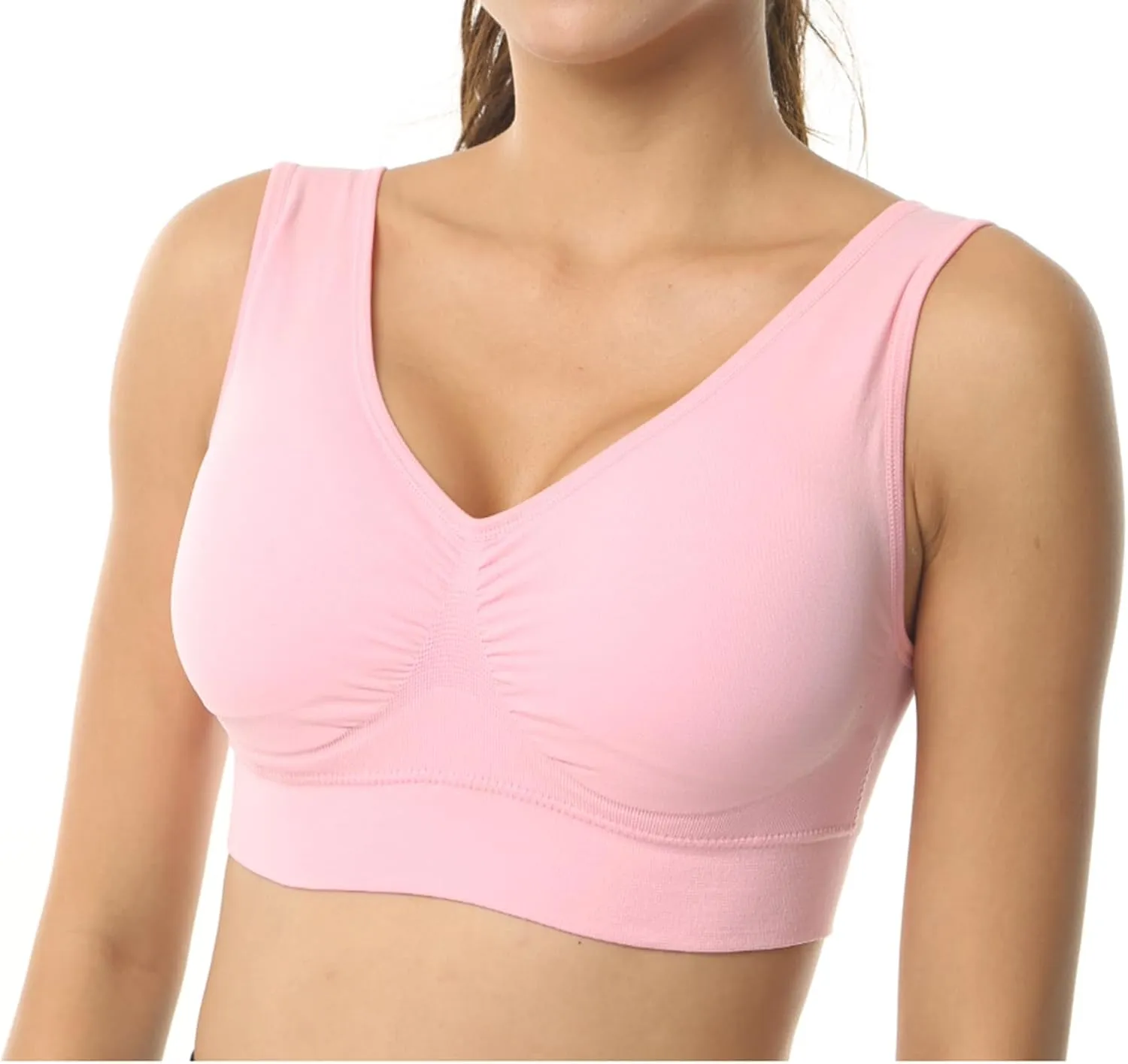 KINYAOYAO 3 Pack Women's Ultimate Comfy Medium Support Seamless Wireless Sports Bra with Removable Pads
