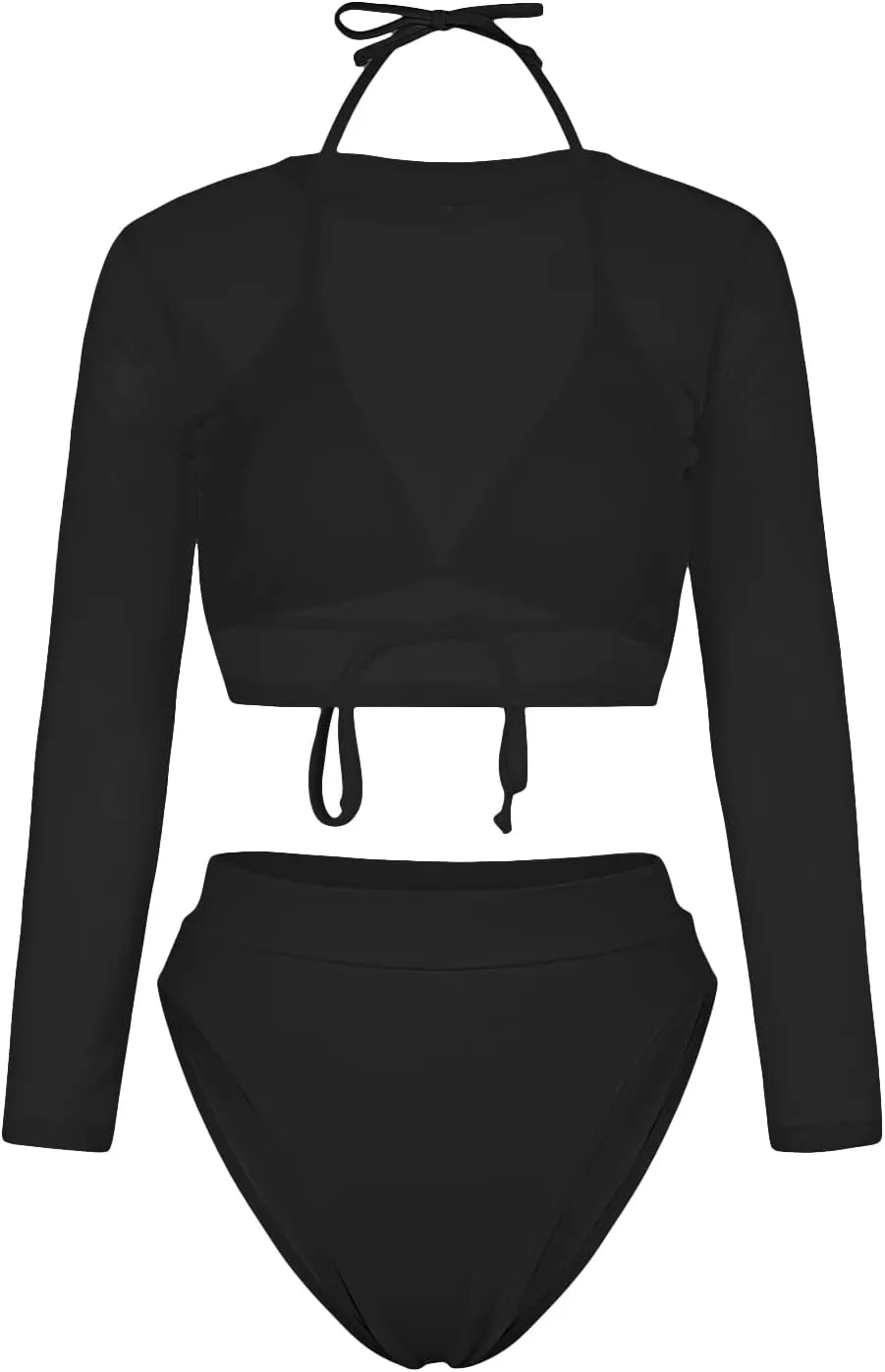 Kisscynest Women's 3 Pieces Swimsuit with Long Sleeve Mesh Shirt Coverup