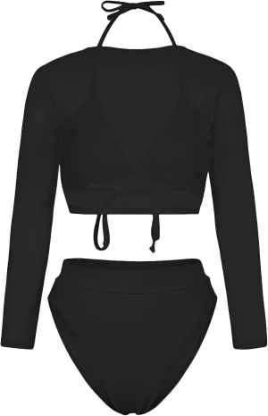 Kisscynest Women's 3 Pieces Swimsuit with Long Sleeve Mesh Shirt Coverup