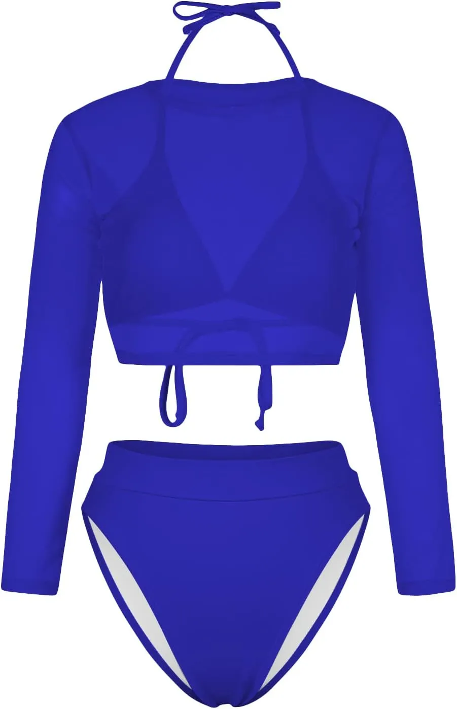 Kisscynest Women's 3 Pieces Swimsuit with Long Sleeve Mesh Shirt Coverup