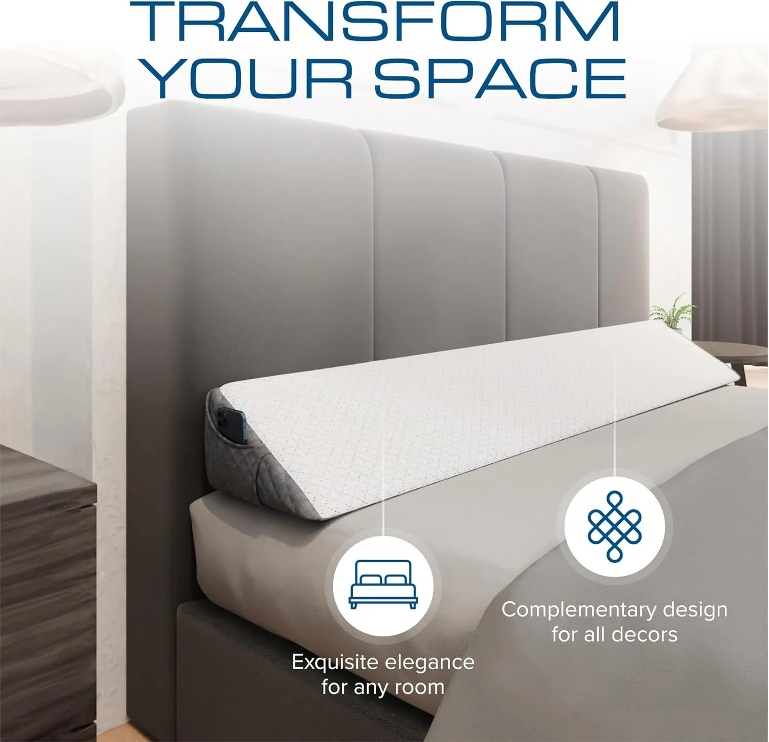 Kölbs Wedge Pillow Headboard Pillow, Flippable 2 Sided, Instantly Change Your Decor, Mattress Gap Filler Twin Size