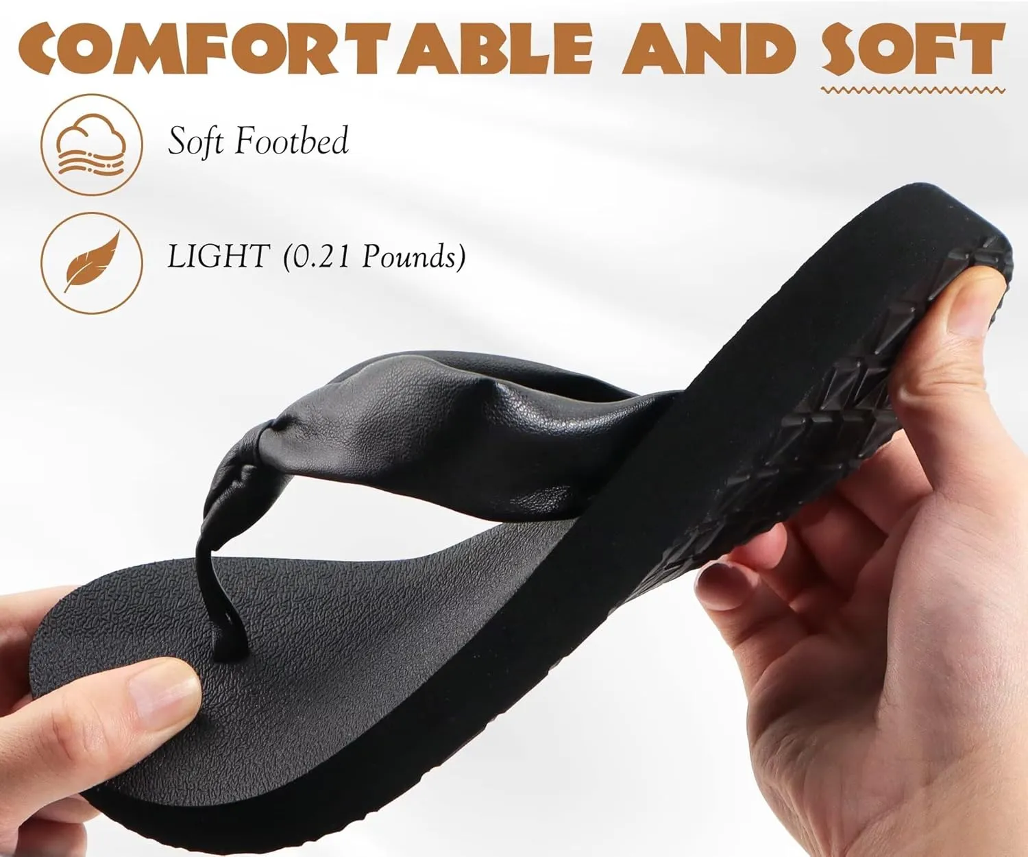 KuaiLu Womens Flip Flops With Arch Support Comfortable Yoga Mat Cushion Thong Leather Sandals for Ladies Fashion Slip On Summer Beach Walking Slides Indoor Outdoor Travel Orthotic Slippers