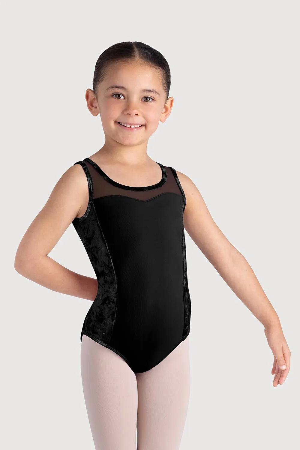 L55645G - Bloch Amelia Velvet Panel Girls Tank Leotard