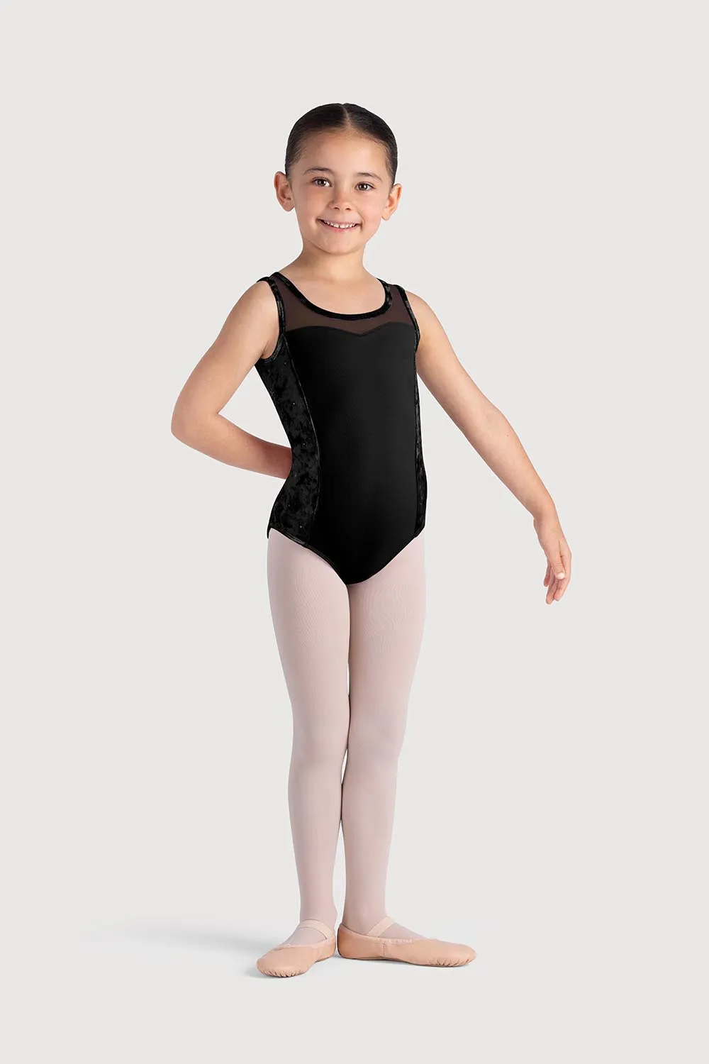 L55645G - Bloch Amelia Velvet Panel Girls Tank Leotard