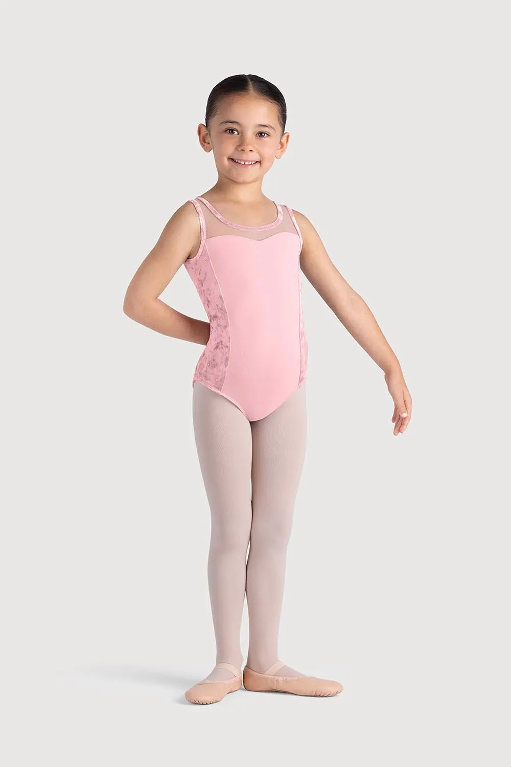 L55645G - Bloch Amelia Velvet Panel Girls Tank Leotard
