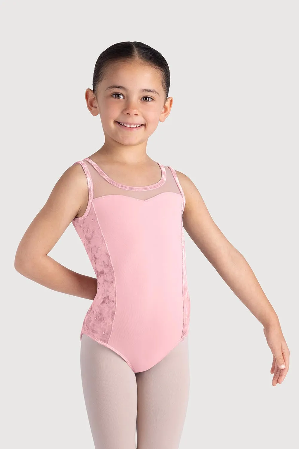 L55645G - Bloch Amelia Velvet Panel Girls Tank Leotard