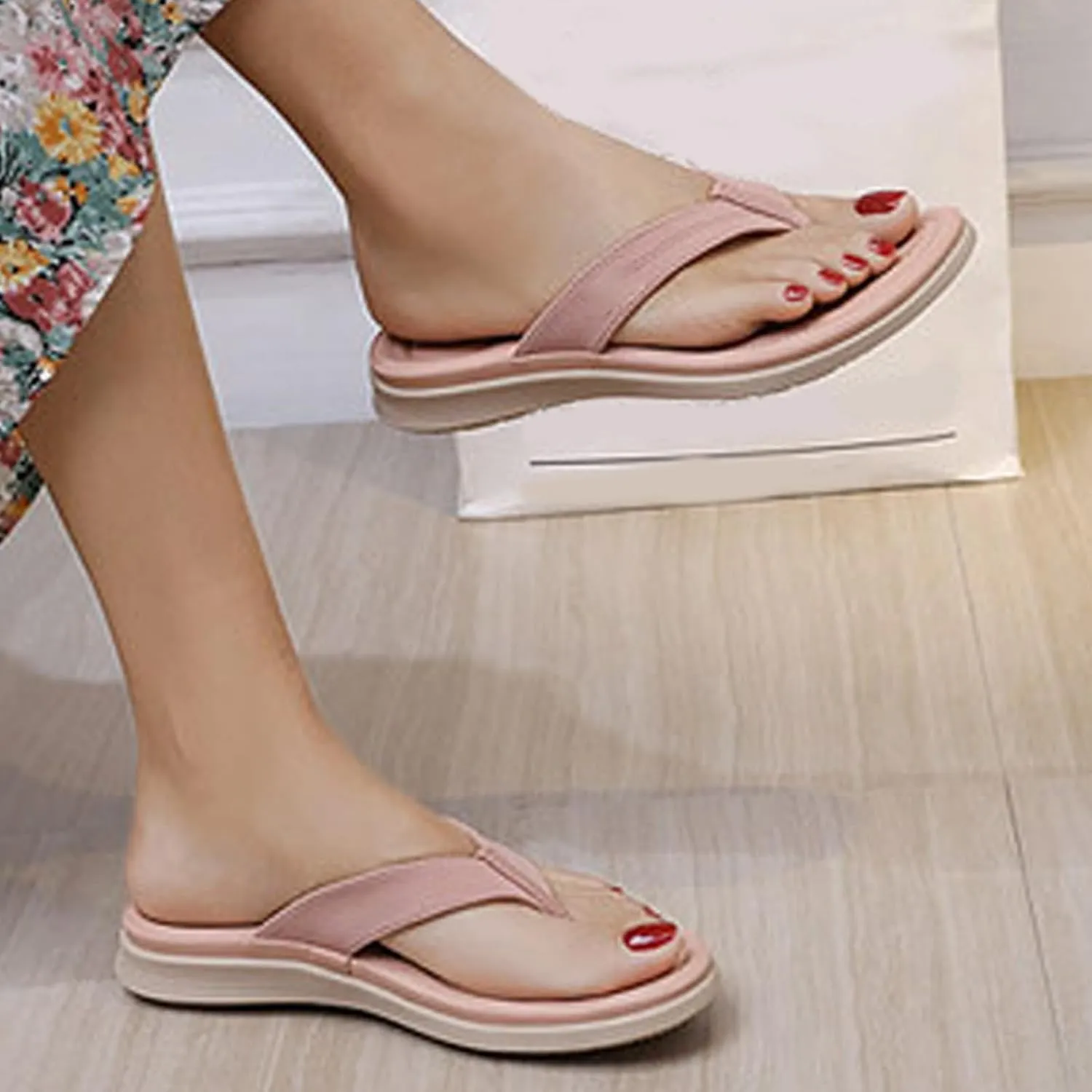 Ladies Summer Casual Solid Colour Thick Bottom Beach Large Size Slope Heel Sandal Clear Sandals for Women Flat Summer