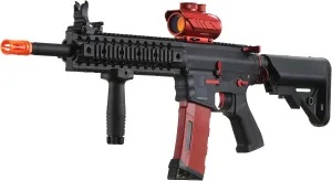 Lancer Tactical Gen 2 M4 Evo Carbine Airsoft AEG Rifle with High Speed Mid Mag & Red Dot Sight, 9.6v 1600 mAh Nimh Battery, Charger, 1000 Rounds 0.20g BBS Included