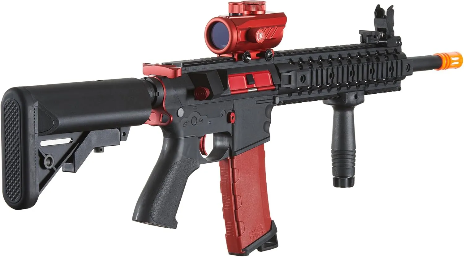 Lancer Tactical Gen 2 M4 Evo Carbine Airsoft AEG Rifle with High Speed Mid Mag & Red Dot Sight, 9.6v 1600 mAh Nimh Battery, Charger, 1000 Rounds 0.20g BBS Included