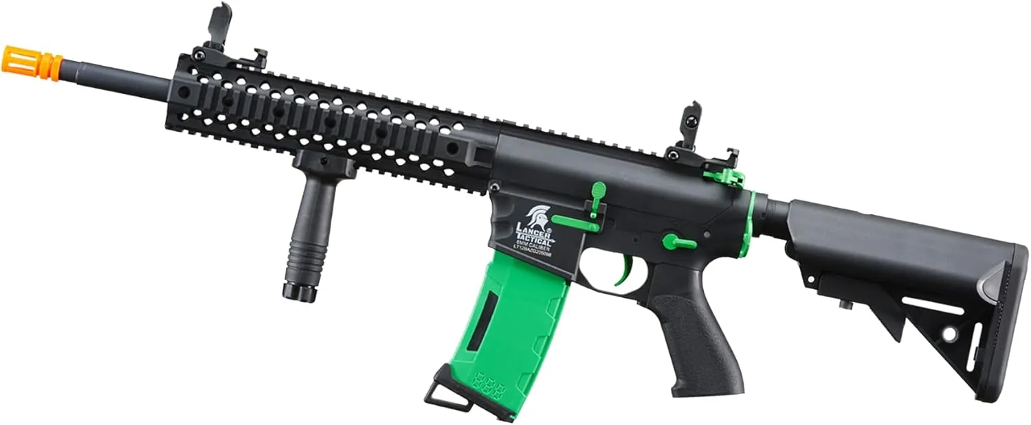 Lancer Tactical Gen 2 New Evo M4 High FPS Color Accent Airsoft AEG Rifle Metal Gear with High Speed Magazine, Battery, Charger & 1000 Rounds BB Included