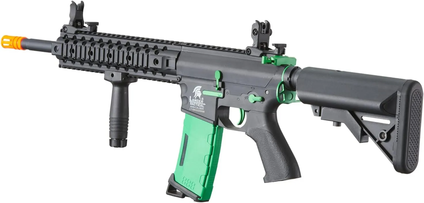 Lancer Tactical Gen 2 New Evo M4 High FPS Color Accent Airsoft AEG Rifle Metal Gear with High Speed Magazine, Battery, Charger & 1000 Rounds BB Included