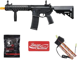 Lancer Tactical Gen 2 Raider Durable M4 Airsoft Gun w/Steel Front Rail, Grip & High Speed Mid Mag- 9.6v Nimh 1600 mAh Battery, Charger, and 1000 Rounds 0.20g BBS Included