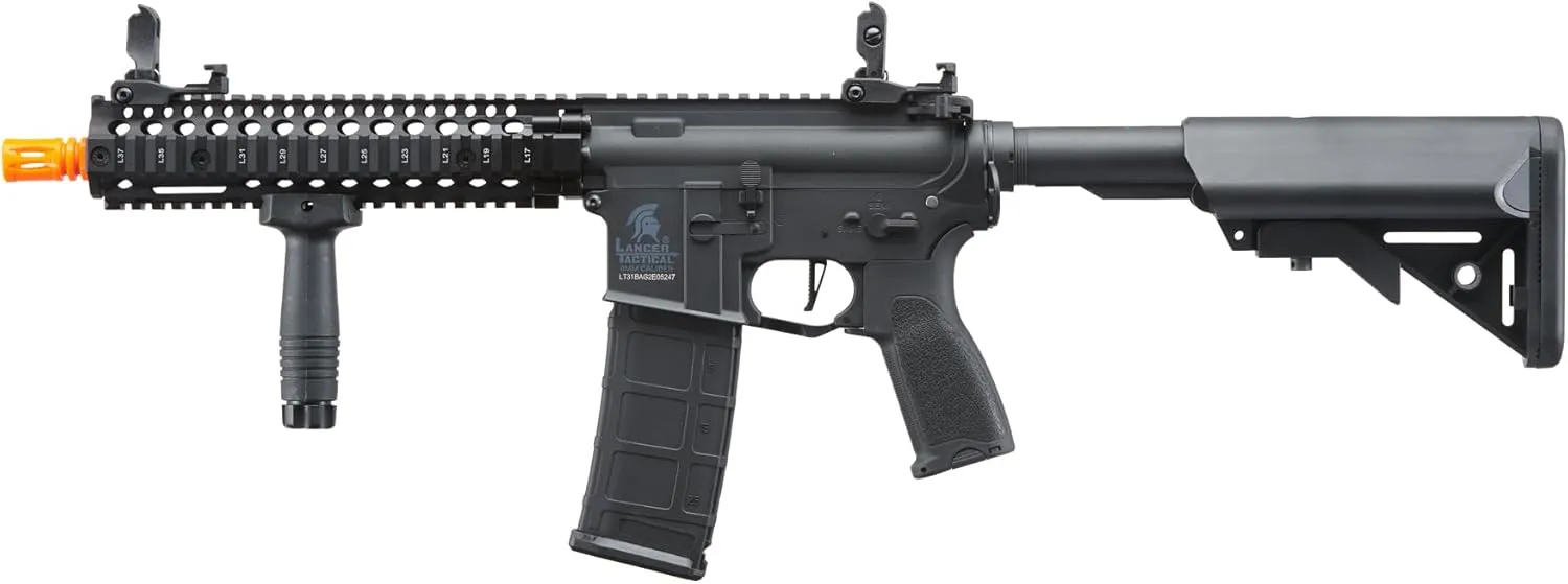 Lancer Tactical Gen 2 Raider Durable M4 Airsoft Gun w/Steel Front Rail, Grip & High Speed Mid Mag- 9.6v Nimh 1600 mAh Battery, Charger, and 1000 Rounds 0.20g BBS Included