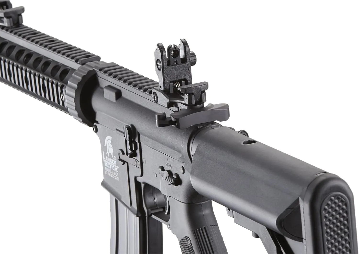 Lancer Tactical Gen 2 SD M4 Polymer (Long Rail)- Full/Semi-Auto Piactinny Rail AEG Rifle with 0.20g BBS, Charger and Battery