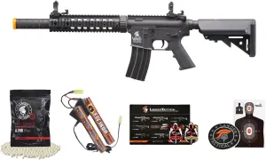 Lancer Tactical Gen 2 SD M4 Polymer (Long Rail)- Full/Semi-Auto Piactinny Rail AEG Rifle with 0.20g BBS, Charger and Battery