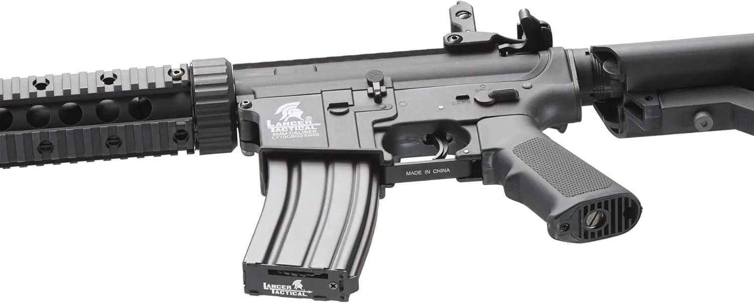 Lancer Tactical Gen 2 SD M4 Polymer (Long Rail)- Full/Semi-Auto Piactinny Rail AEG Rifle with 0.20g BBS, Charger and Battery
