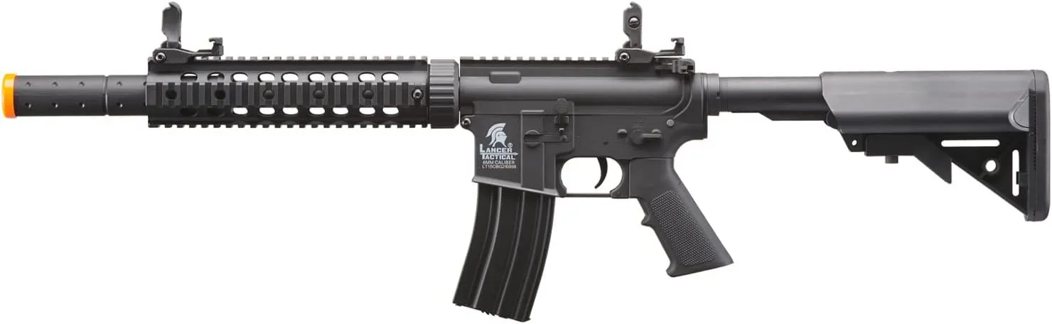 Lancer Tactical Gen 2 SD M4 Polymer (Long Rail)- Full/Semi-Auto Piactinny Rail AEG Rifle with 0.20g BBS, Charger and Battery