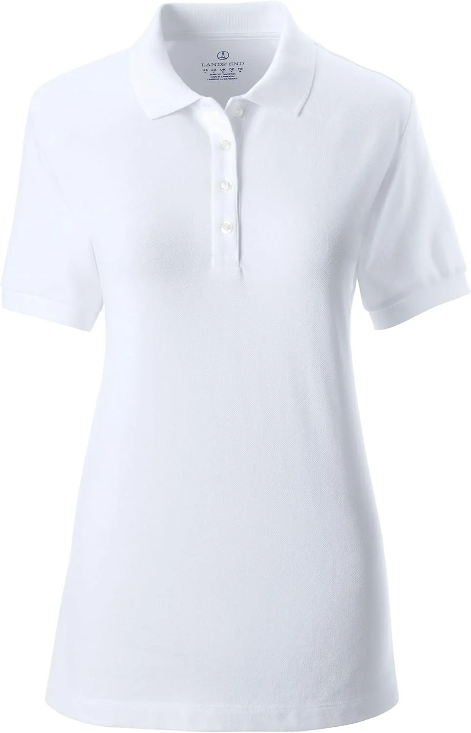Lands' End School Uniform Women's Banded Short Sleeve Fem Fit Mesh Polo
