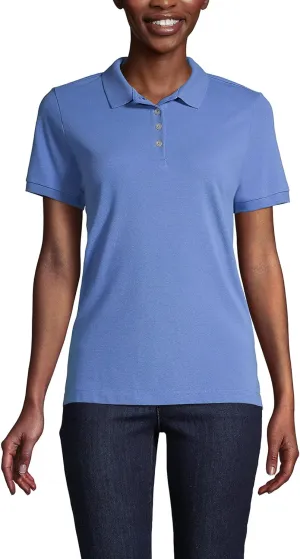 Lands' End School Uniform Women's Banded Short Sleeve Fem Fit Mesh Polo