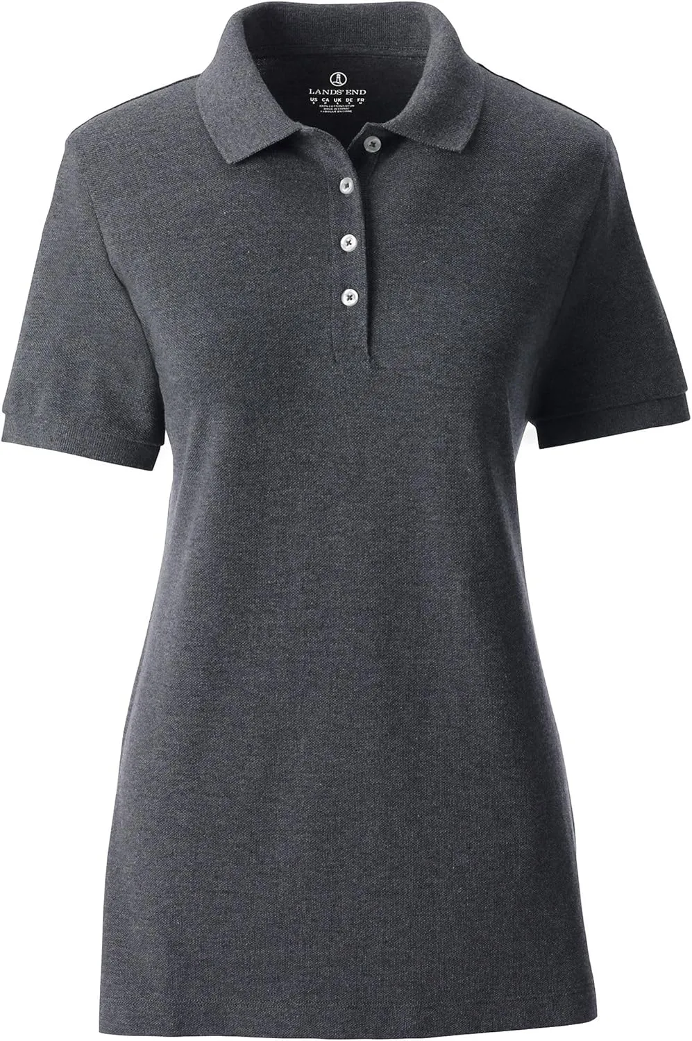 Lands' End School Uniform Women's Banded Short Sleeve Fem Fit Mesh Polo