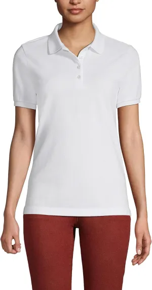 Lands' End School Uniform Women's Banded Short Sleeve Fem Fit Mesh Polo