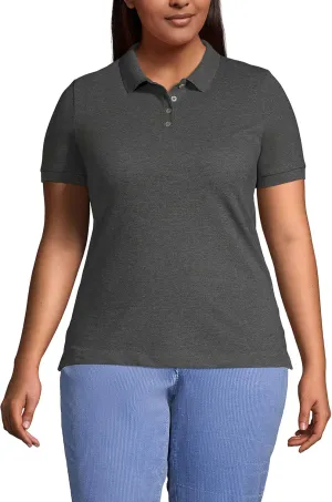 Lands' End School Uniform Women's Banded Short Sleeve Fem Fit Mesh Polo