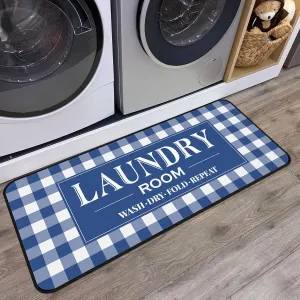 Laundry Room Rug Runner Non Slip Laundry Mats Mudroom Laundromat Runner Farmhouse Kitchen Floor Mat Bathroom Laundry Room Decor Accessories(20 X 47 inch, Buffalo Plaid Blue)
