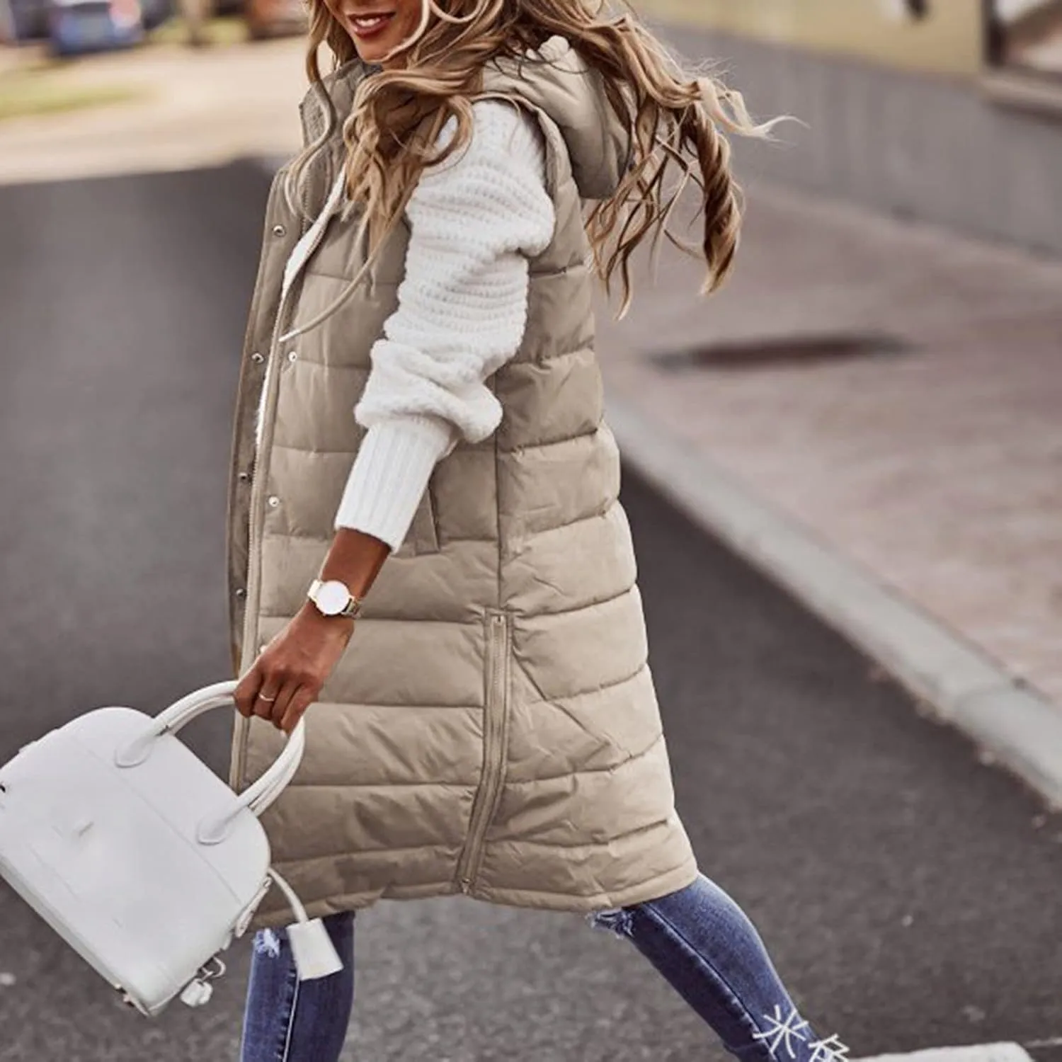 LCMTWX Womens Cardiagn Womens Winter Short Vest Lightweight Sleeveless Warm Jacket Down Vest Padded Vest Check Coat