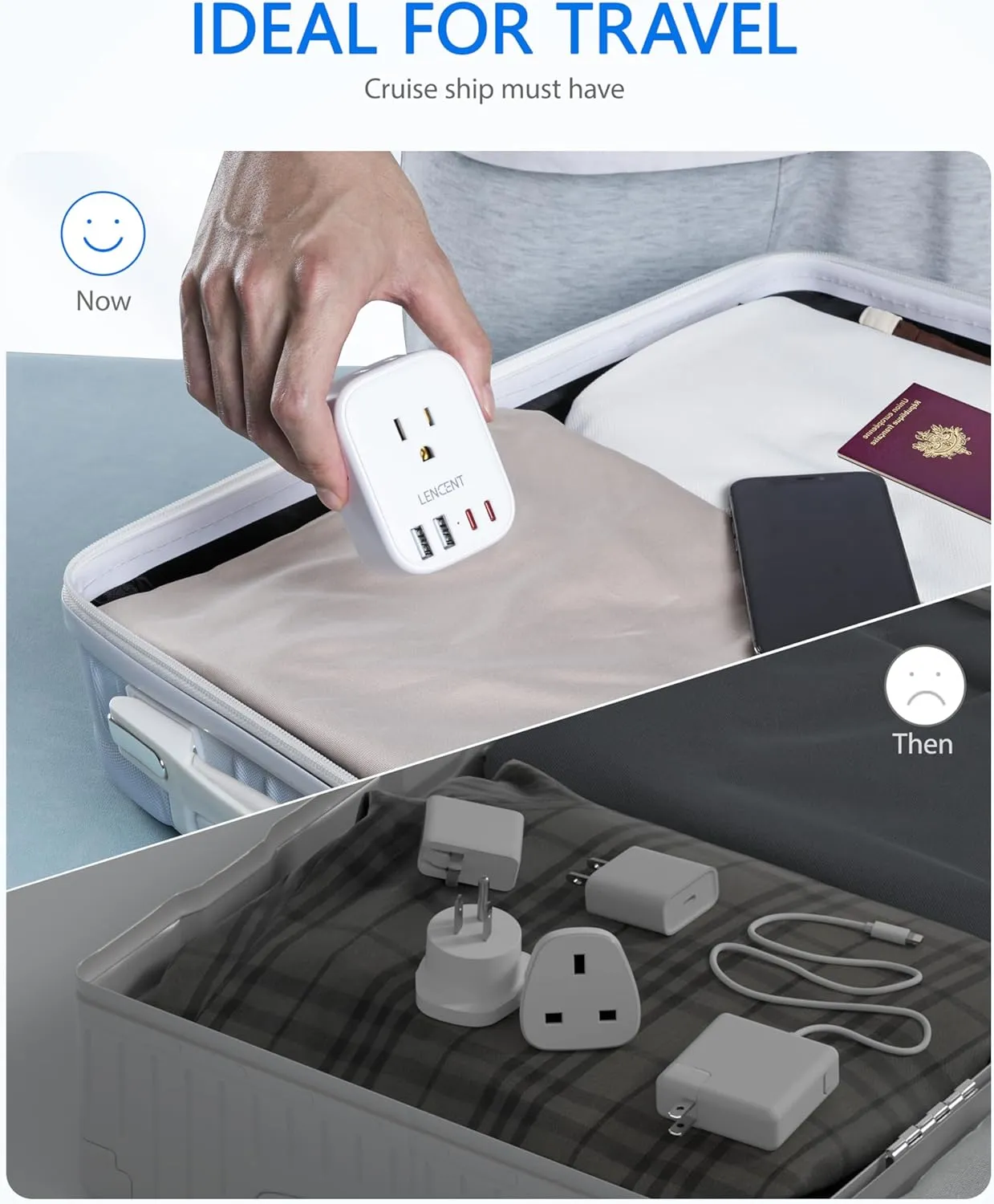 LENCENT South Africa Power Adapter, South Africa Grounded Travel Adaptor with 4 American Outlets, 4 USB Charger (2 USB C), Type M Plug Converter for US to Bhutan Botswana Namibia Zimbabwe