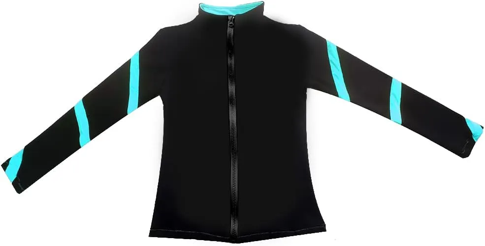 LIUHUO Girls Ice Skating Jackets Women Stripes Training Practice Figure Skating Tops Costs Fleece