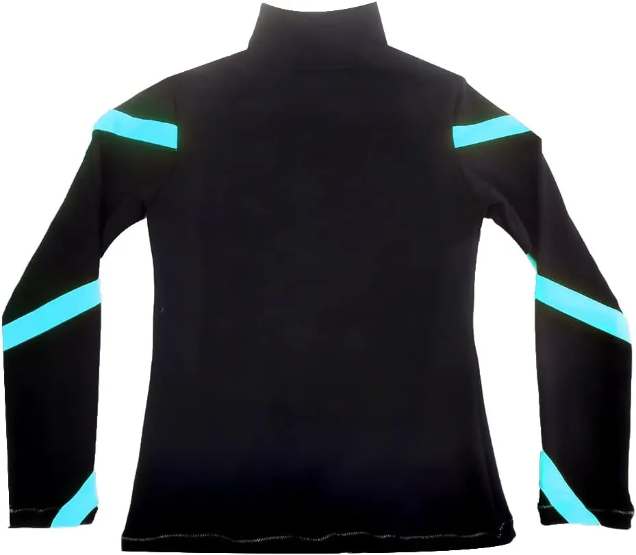 LIUHUO Girls Ice Skating Jackets Women Stripes Training Practice Figure Skating Tops Costs Fleece