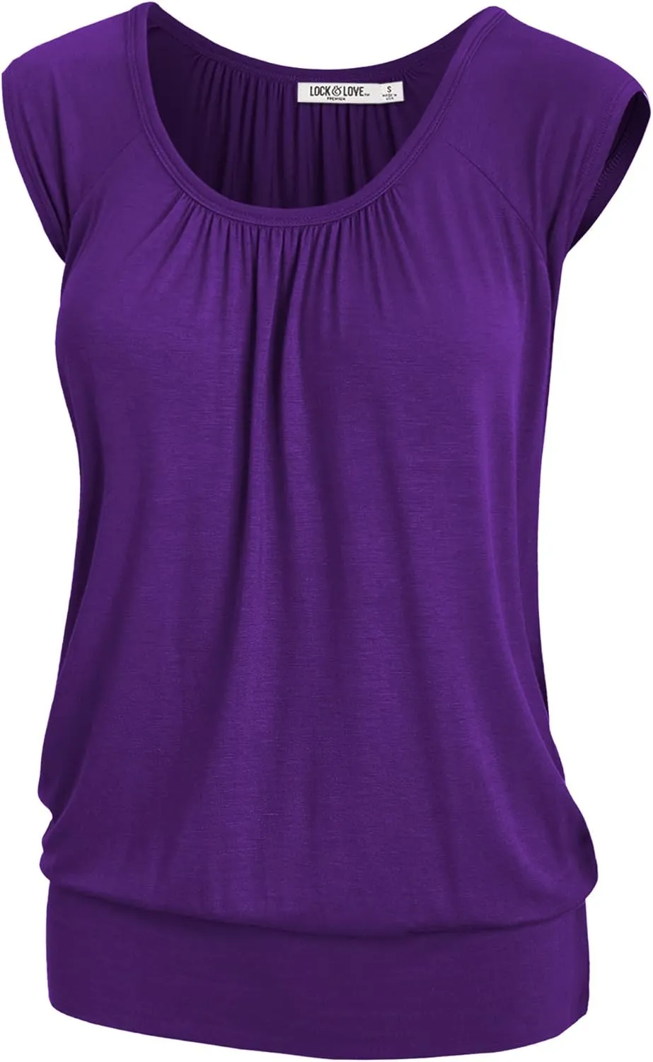 Lock and Love Women's Scoop Neck Short Sleeve Solid/Print/Dip-Dye Sweetheart Top S-3XL Plus Size