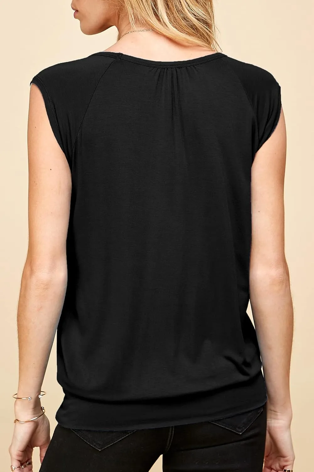 Lock and Love Women's Scoop Neck Short Sleeve Solid/Print/Dip-Dye Sweetheart Top S-3XL Plus Size