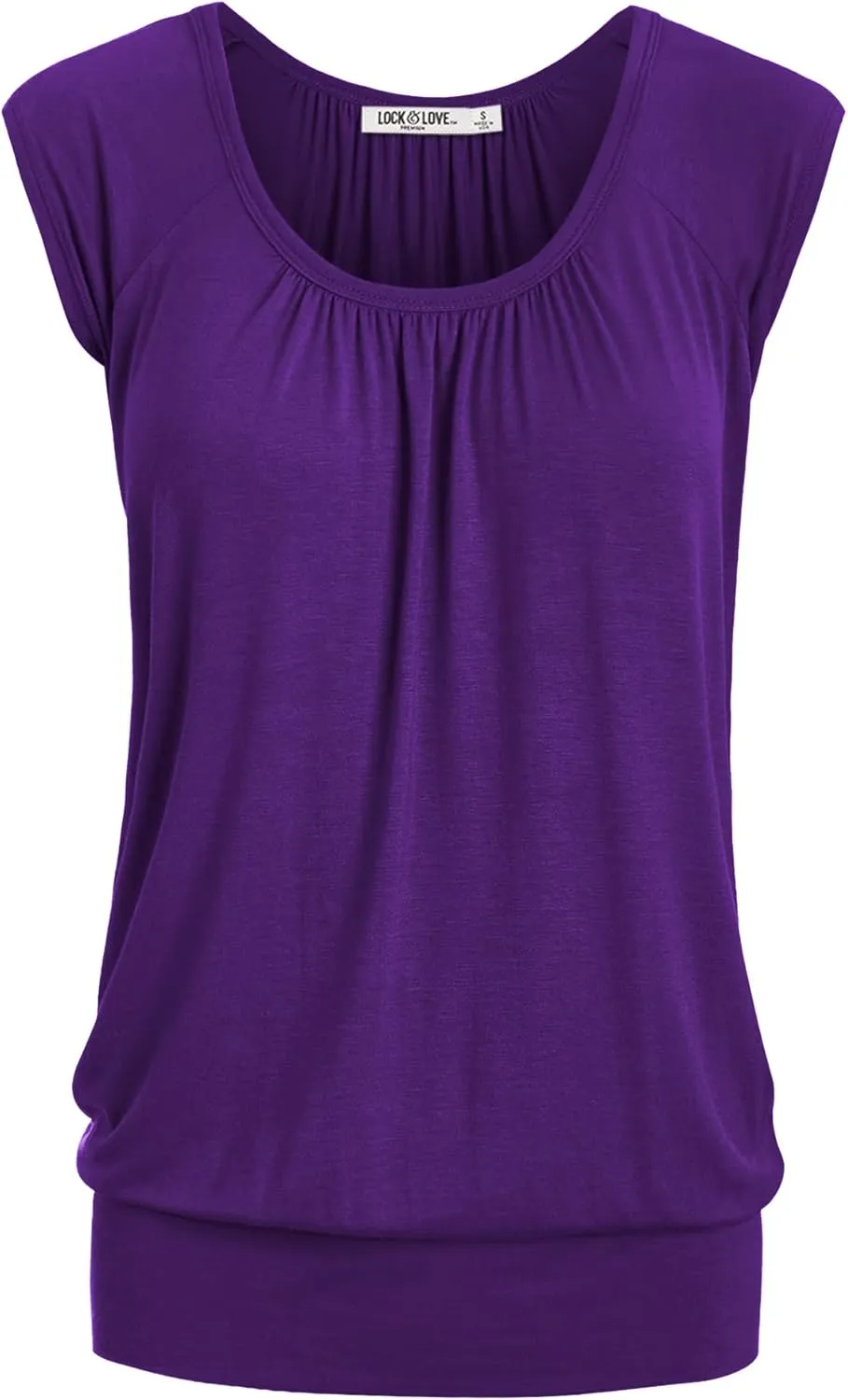 Lock and Love Women's Scoop Neck Short Sleeve Solid/Print/Dip-Dye Sweetheart Top S-3XL Plus Size