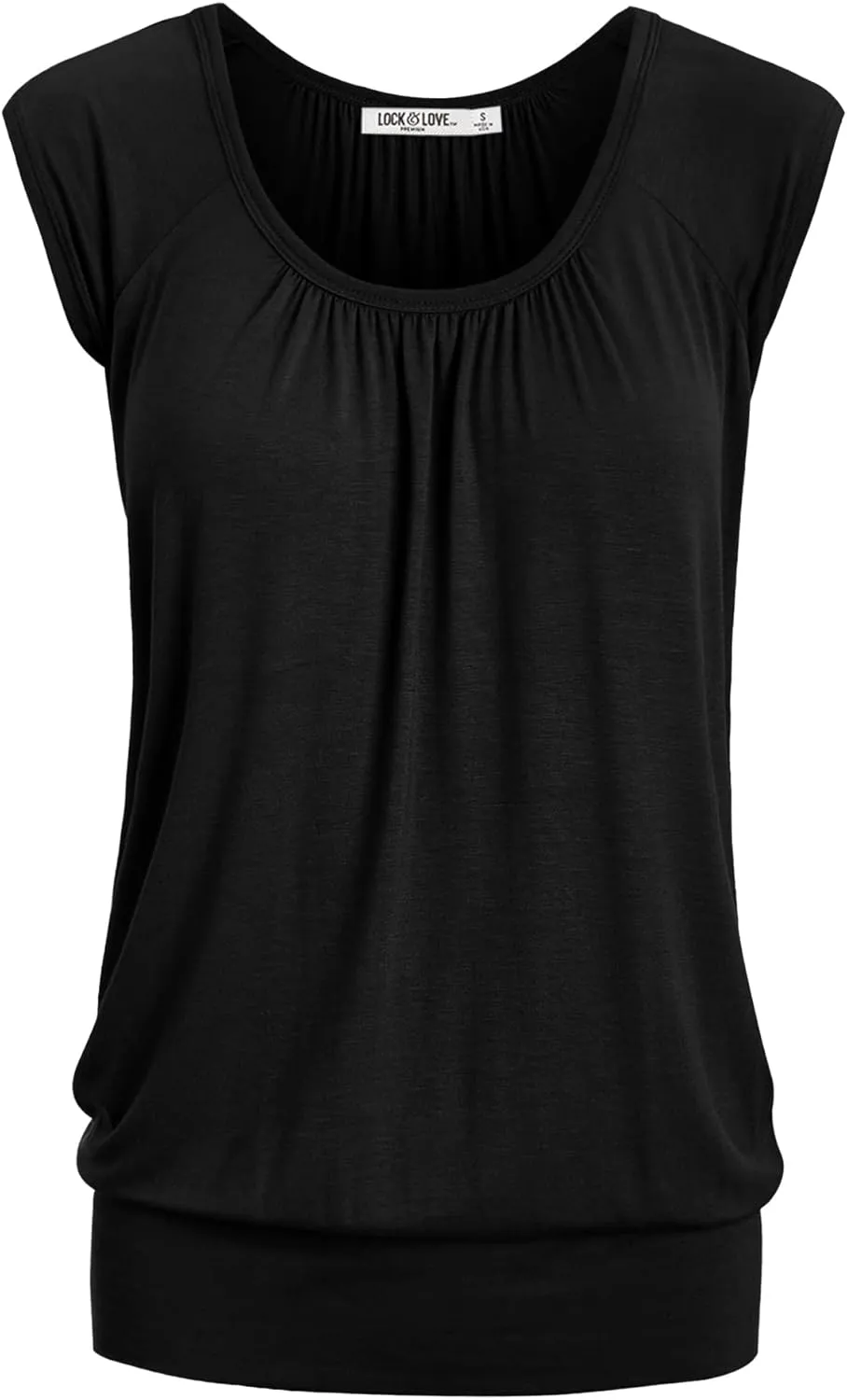 Lock and Love Women's Scoop Neck Short Sleeve Solid/Print/Dip-Dye Sweetheart Top S-3XL Plus Size