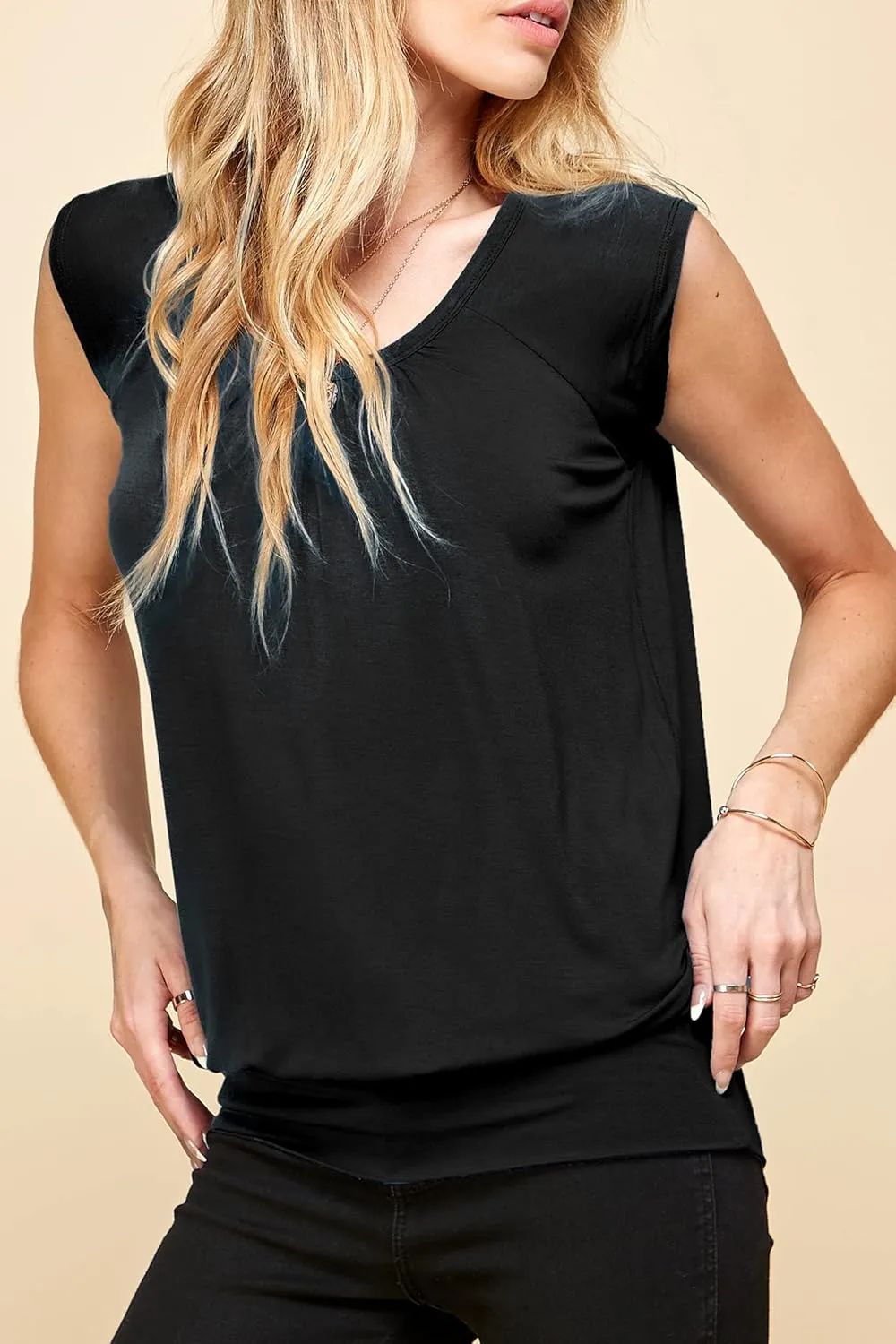 Lock and Love Women's Scoop Neck Short Sleeve Solid/Print/Dip-Dye Sweetheart Top S-3XL Plus Size