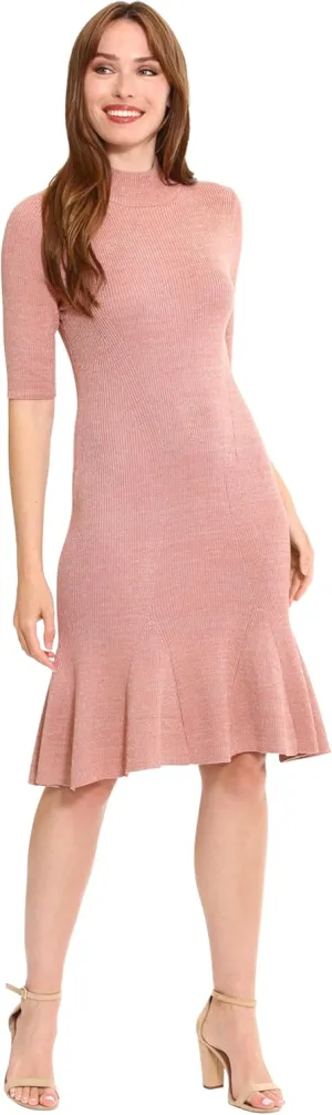 London Times Women's Knit Lurex Shine Dressy Occasion Event Sweater Dress