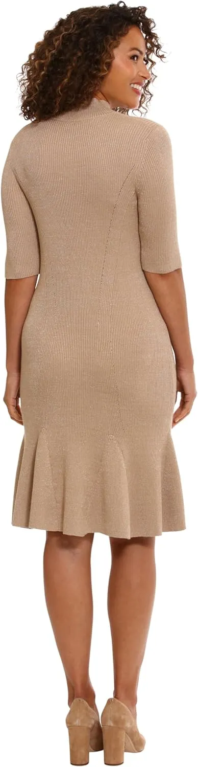 London Times Women's Knit Lurex Shine Dressy Occasion Event Sweater Dress