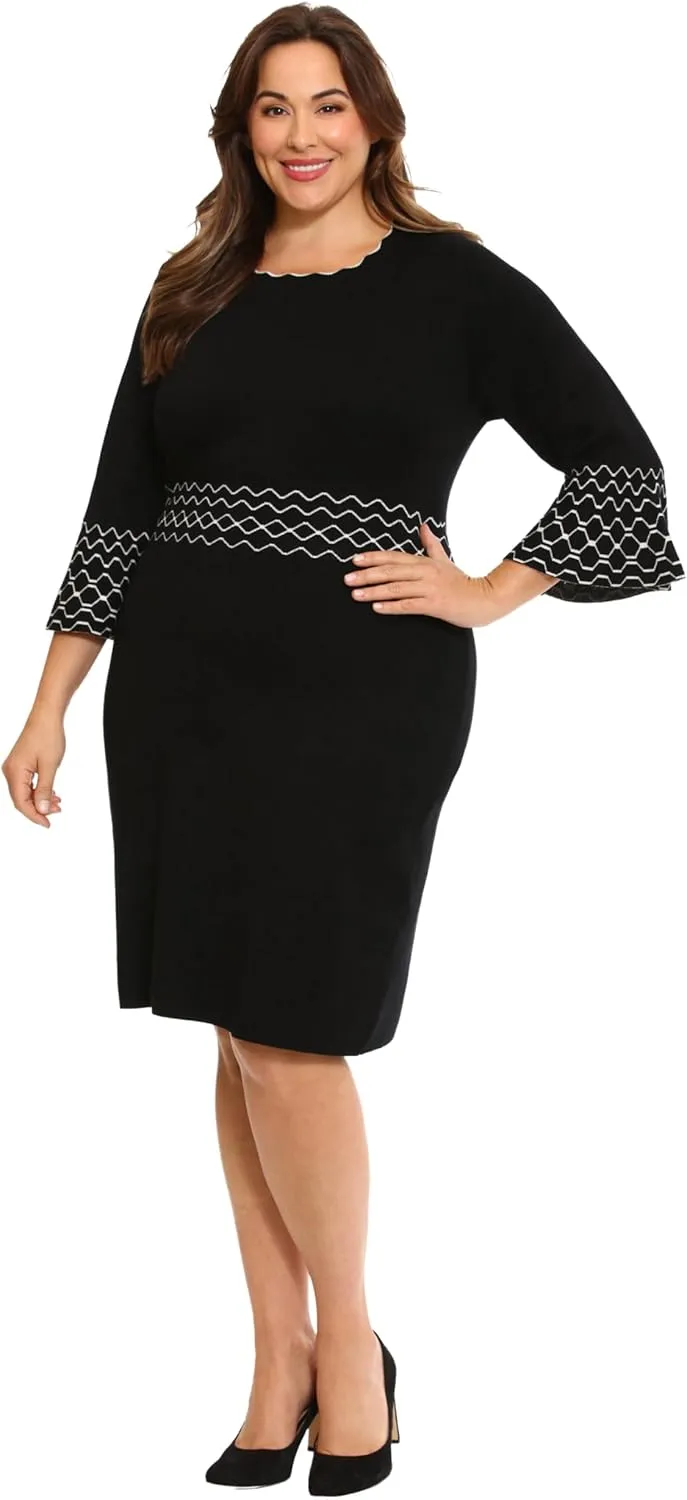 London Times Women's Knit Lurex Shine Dressy Occasion Event Sweater Dress