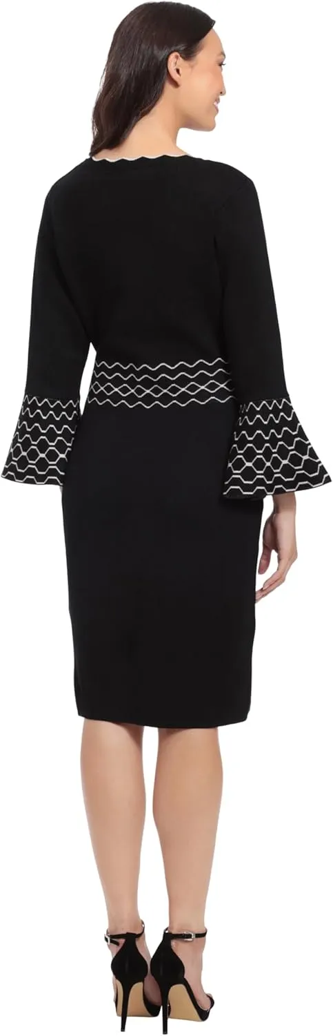 London Times Women's Knit Lurex Shine Dressy Occasion Event Sweater Dress