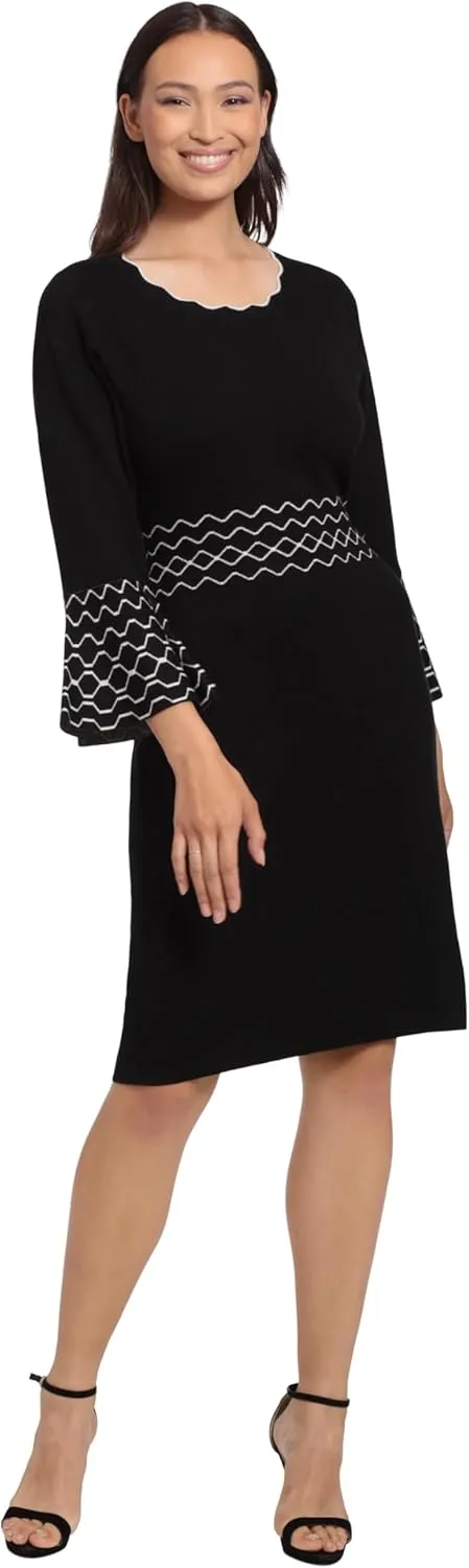 London Times Women's Knit Lurex Shine Dressy Occasion Event Sweater Dress